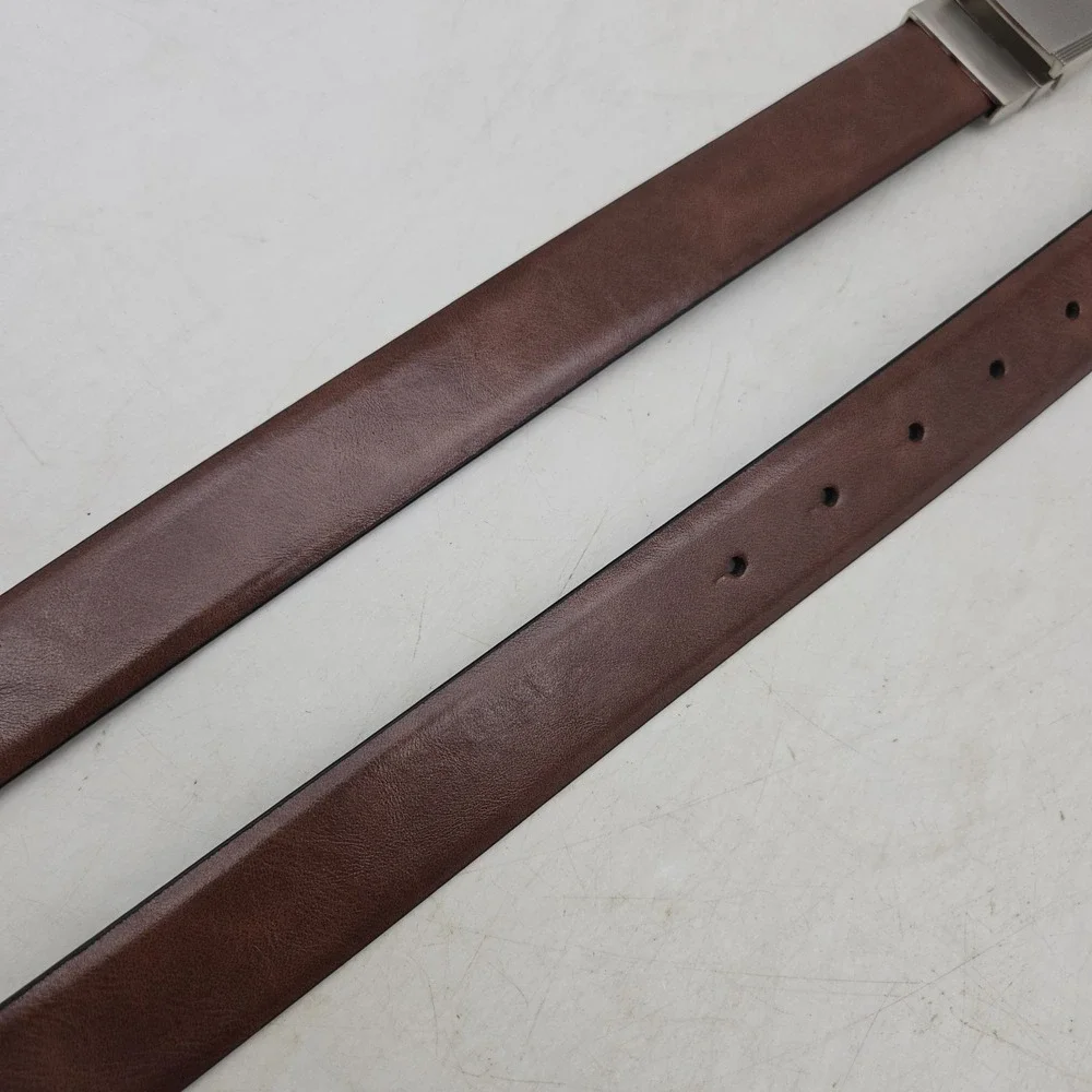 Structure Belt Brown Black Reversible Syn Leather Dress Mens 36 Gunmetal Buckle